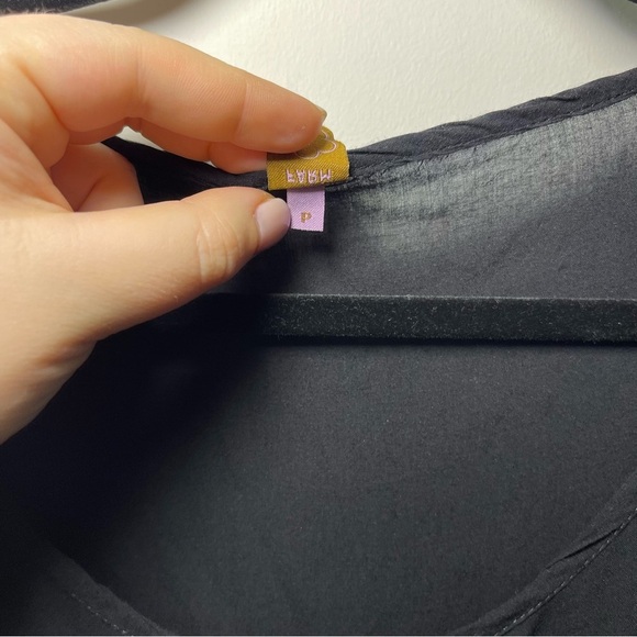 Farm rio Women's Black long sleeve deep crewneck babydoll casual shirt in size S - Picture 7 of 11